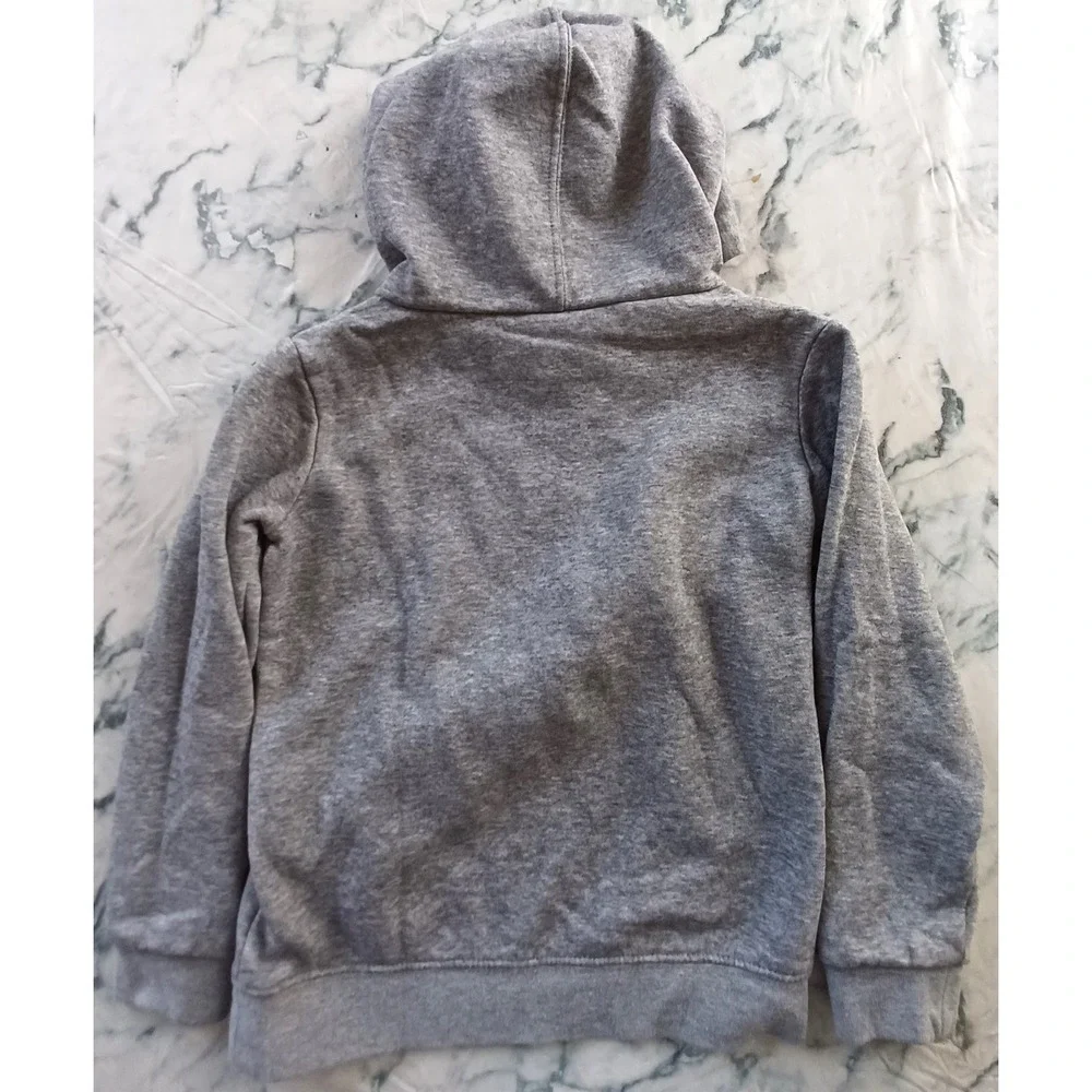 Nike Graphic Logo Hoodie Kids 4T Gray Teal Pullover Fleece Sweatshirt Swoosh